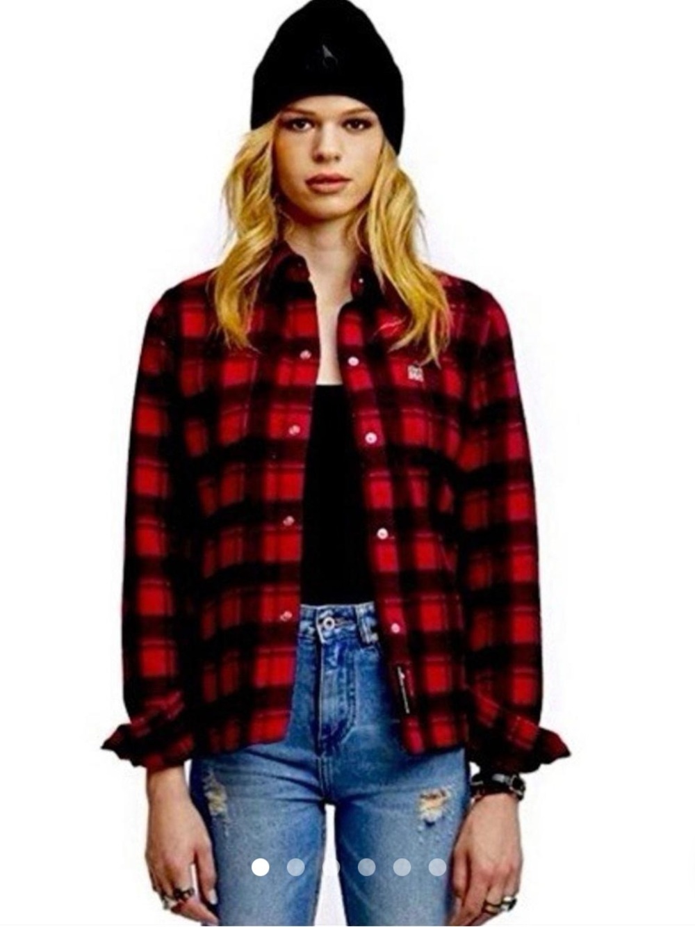 Moose Knuckles Rocker Jenny red plaid shirt jacket XS NWTS